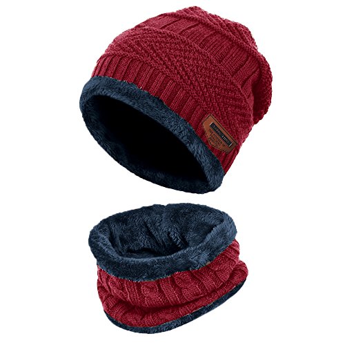 Aibrou Familiares Conjuntos Gorro y Bufanda Set Invierno para Hombre Mujer Bebe Ninos Ninas