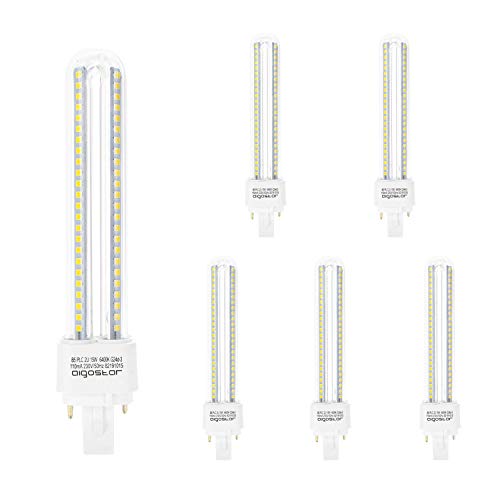 Aigostar 183653 - pack de 5 Bombilla PLC 2U, tubo de15 W, Luz fría 6400K.