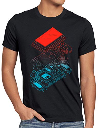 A.N.T. Switch Exploded Camiseta para Hombre T-Shirt Gamer videoconsola Joy-con, Talla:L