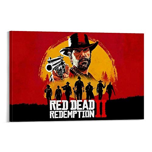 ASDUN Póster de Red Dead Redemption 2 Póster decorativo de pared, lienzo para sala de estar, dormitorio, 60 x 90 cm