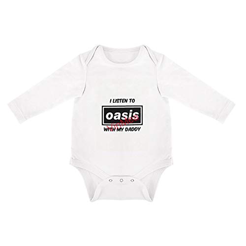 Baby Bodysuits Funny Long Sleeve I Listen to Oasis with My Daddy Baby Bodysuit for Sweet Baby Girls & Boys (0-3 Months)