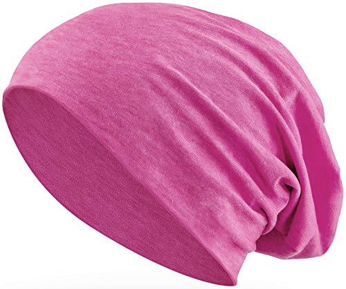 Balinco Jersey de algodón elástico Largo Slouch Beanie Unisex Gorra de Heather en 35 Colores Diferentes (3) (Rosa-Azul)