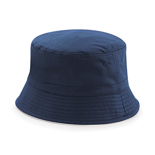 Beechfield - Gorro Playero o de Pescador Reversible Diseño clásico Unisex Hombre Mujer - Playa/Piscina (L/XL) (Marino Frances/Blanco)