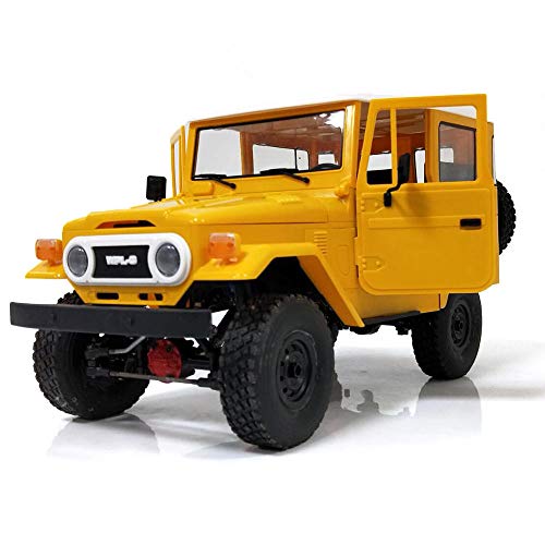 BeesClover Regalo de cumpleaños para niños WP-L C34 1/16 RTR 4WD 2.4G Buggy Crawler Off Road RC Coche 2CH Modelos de vehículo con luz frontal de plástico doble batería amarilla doble potencia