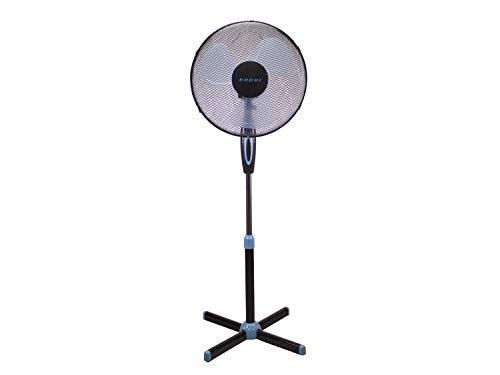 Beper P206VEN100 – Ventilador de Pie Negros, 3 Paas, 3 Velocidades, Diámetro 40 cm, Oscilante, Black Stand Fan
