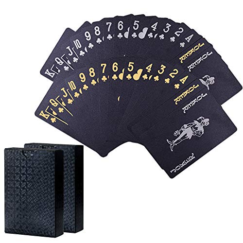 BETOY póker Naipes 2 Paquete Cartas de Poker Impermeables Cartas de póker de plástico Cartas magicas clásicas para niños y Adultos Mesa Juegos de Cartas(54 Piezas/Cubierta)