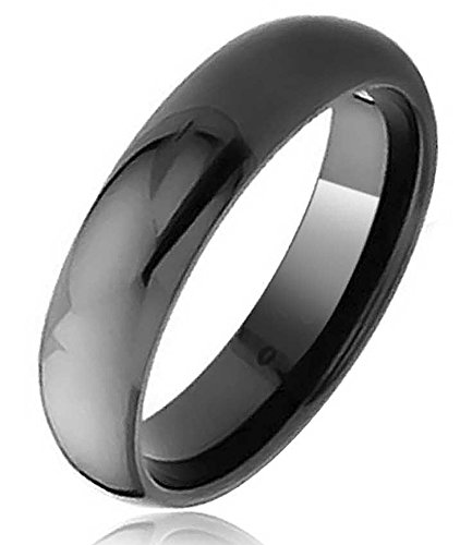 Bling Jewelry Simple Simple cúpula Negro Parejas Titanium Anillo de Boda para Hombres para Las Mujeres Comodidad Ajuste 6MM