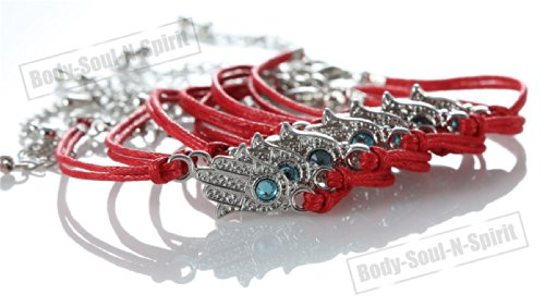 body-soul-n-spirit 7 Lote de Pulseras Rojo Hamsa Evil Eye Amuleto de Buena Suerte Joyería