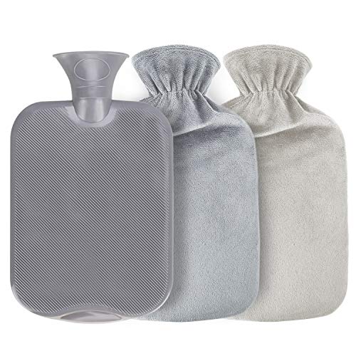 Bolsa de Agua Caliente, Gifort Botellas de Agua Caliente con Suave Felpa Funda 2L Hot Water Bottle, No hay fugas, Para Mantener el Agua Calient, Perfecto para Noches Frías de Invierno