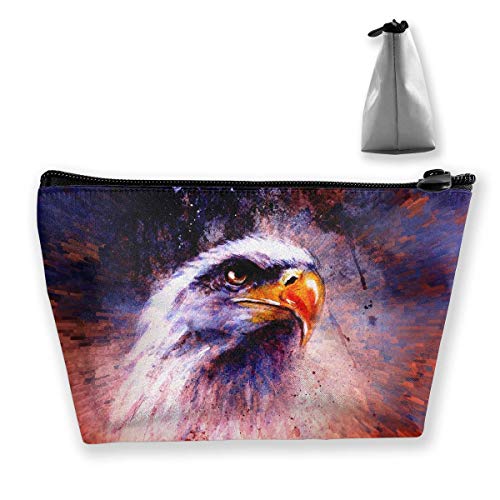 Bolsa de maquillaje Cosmética Águila Animal Cabeza de acuarela Bolsa de cosméticos portátil Bolsa de almacenamiento trapezoidal móvil Bolsas de viaje con cremallera