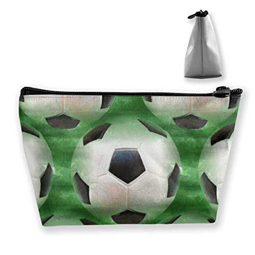 Bolsas de cosméticos trapezoidales Bolsa de aseo de maquillaje Bolsa de almacenamiento de viaje con estampado de fútbol Monedero para teléfono