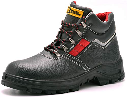 Botas de Seguridad de Cuero para Hombres Protección de al S3 SRC Calzado de Trabajo al Tobillo de Cuero 5993 Black Hammer (44 EU)