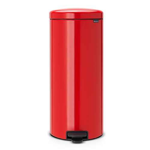 Brabantia Newicon-Cubo de Basura con Pedal, 30 l, Color Passion Red, Acero Inoxidable, Rojo pasión