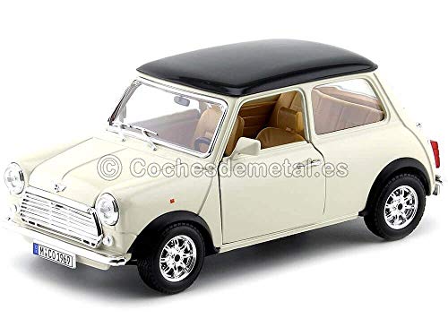 Burago BU12036C Mini Cooper 1969 Cream W/Black Roof 1:18 MODELLINO Die Cast Compatible con