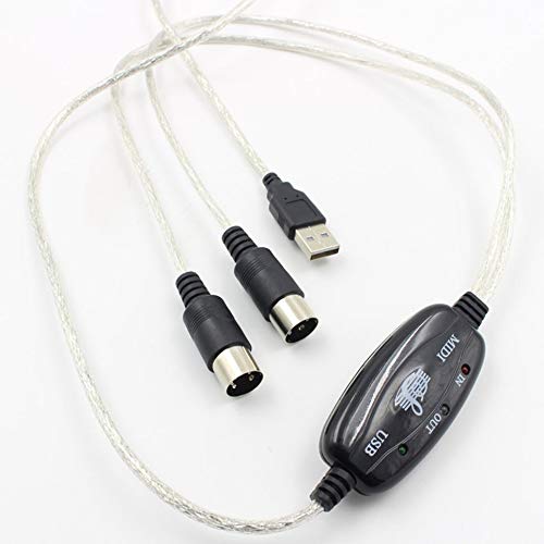 Cable Midi Línea de edición de música Cable Midi a USB Cable de música para Teclado, Negro