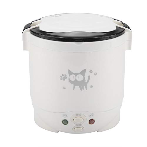 Cafopgrill Mini Hornillo de Arroz Eléctrico de 1 L Calefacción Eléctrica Caja de Almuerzo Eléctrica Cocina al Vapor Recipiente Multiusos para Uso en Casa Coche 12 V Camión