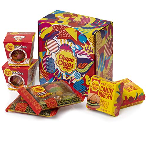 Caja Regalo Chupa Chups Candy Meals, Golosinas con formas de Sushi, Burger y Noodles, 6 unidades (Total: 680 gr.)