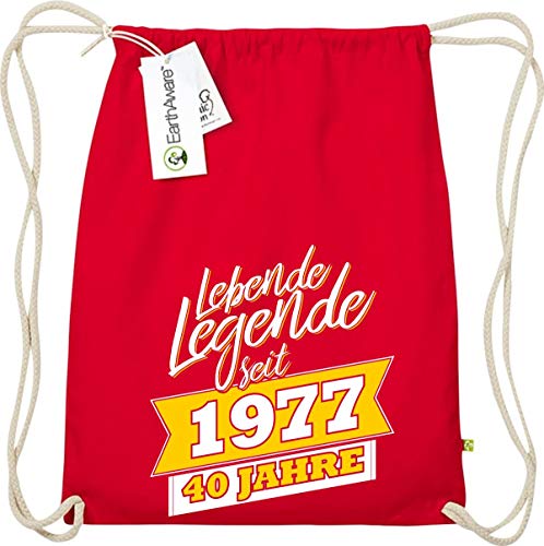 Camiseta stown Organic gymsac Lebende Legenden desde 1977 40 años, color rojo, tamaño talla única