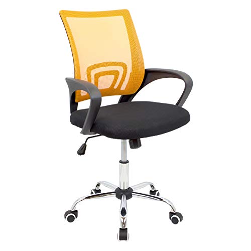 CashOffice - Silla de Escritorio Ergonómica, Silla de Oficina Giratoria con Respaldo Transpirable (Naranja)