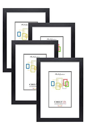 Chely Intermarket, Marco de Fotos Grandes 30x45cm (Negro) MOD-254 (Pack de 4 uds) Hecho de Madera, Ancho de Bastidor 1,20cm, Acabado Elegante | Marco para título y certificados (254-30x45*4-0,60)