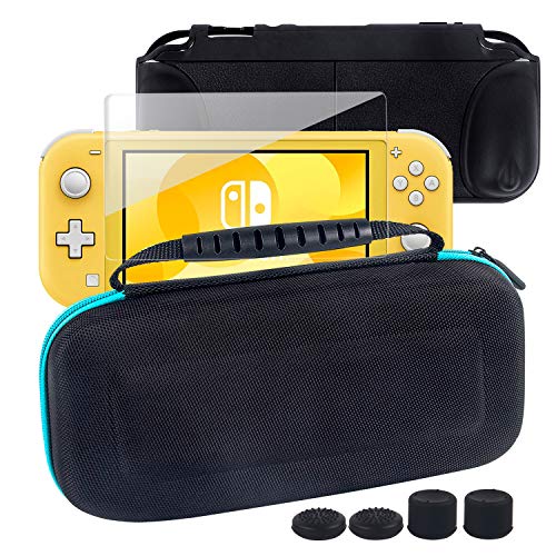 CHIN FAI Funda de Transporte Nintendo Switch Lite + 1PCS Protector de Pantalla de Vidrio Templado + 1PCS Funda de Silicona, con Cartucho de 10 Juegos para Consola Nintendo Switch Lite y Accesorios