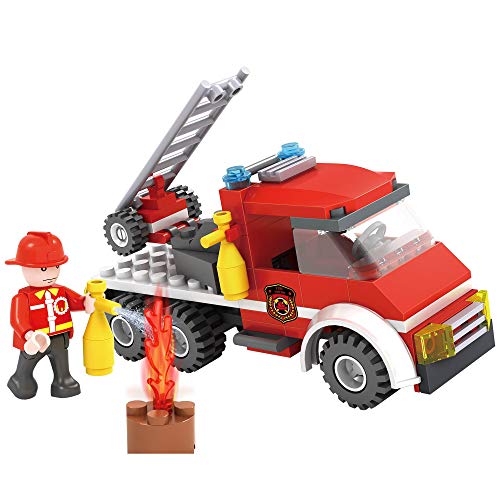 Cogo Juego Bloques de Construcción Vehículos de Bombero 3 en 1 Fire. Incluye Coches Bombero y Robot Apagafuegos (104 Piezas). Juguete Ideal para Niños y Niñas. No Apto para Menores de 6 Años.