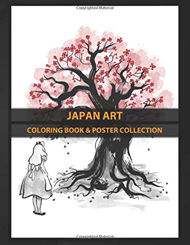 Coloring Book & Poster Collection: Japan Art The Cheshire's Tree Sumie Cartoons