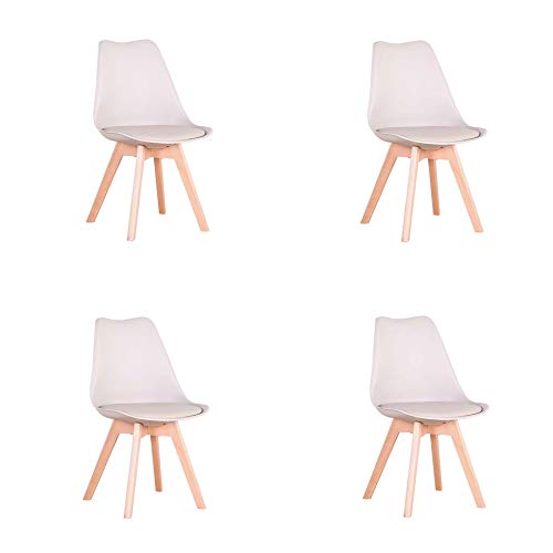 Conjunto de 4 sillas, Silla de Comedor, Silla de tulipán de Estilo nórdico, Adecuada para Sala de Estar, Comedor (Caqui)