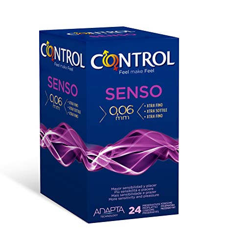 Control Senso - Caja de condones muy finos, gama sensibilidad, lubricados, ajuste perfecto, sexo seguro, 24 unidades (pack ahorro)