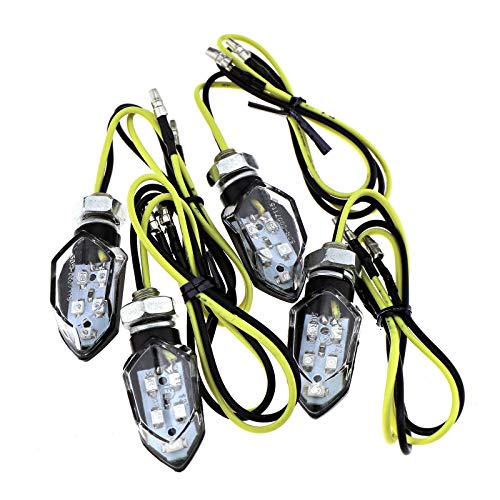 Create Idea - Lote de 4 intermitentes para moto, 5 SMD LED, intermitentes, ámbar, indicadores luminosos con E-Mark ahumado