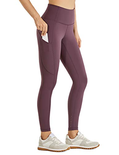 CRZ YOGA Mujer Naked Feeling Leggings Deportivas Cintura Alta Yoga Fitness Pantalones con Bolsillo-63cm Violeta Claro New2 36