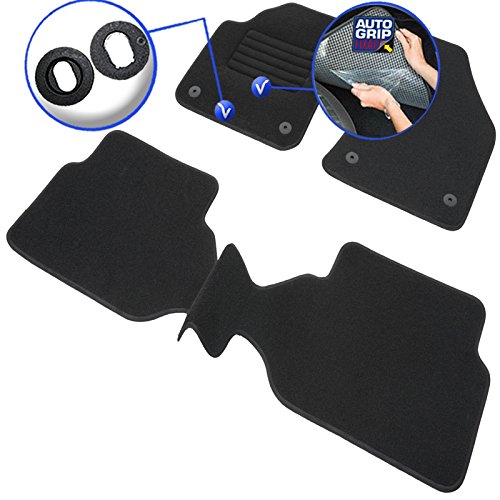 DBS Alfombrillas de Coche - A Medida - Alfombrillas para Coche - 3 uds. - Antideslizante - Moqueta en Negro 900 g/m² - Aspecto Terciopelo - Modelo Star - 1766204