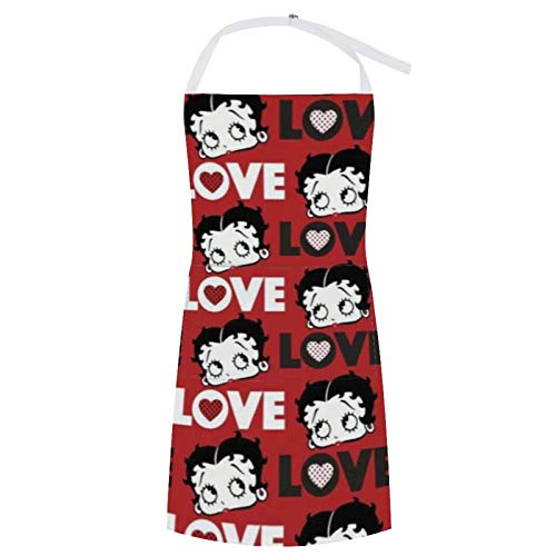 Delantal Babero Delantal con bolsillo Impermeable a prueba de aceite Cocina de cocina para mujeres Hombres Betty Boop Delantal con babero para barbacoa Supermercado