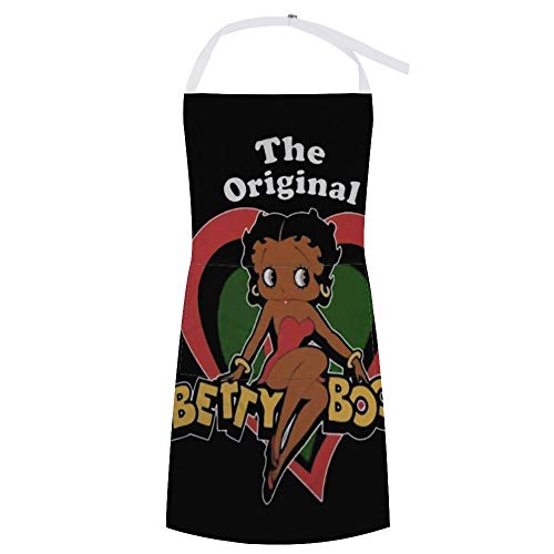 Delantal Delantal con pechera con bolsillo Impermeable a prueba de aceite Cocina de cocina para mujeres Hombres El delantal con pechera original de Betty Boop para el supermercado de barbacoa