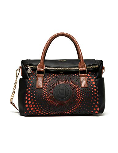 Desigual Bolso de mujer Bols_legacy Loverty con asa, 14 x 24 x 33 cm, color Negro, talla 14x24x33 cm (B x H x T)