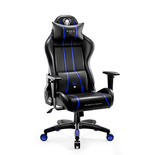 Diablo X-One 2.0 Silla Gaming Gamer Oficina Sillon de Ordenador Reposabrazos Ajustables Cuello/Cojín Lumbar Diseño Ergonómico (Azul, Normal)