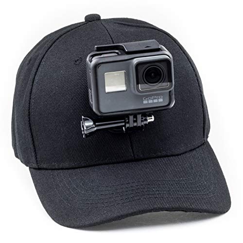 Digicharge gorra de béisbol con soporte para cámara de acción compatible con GoPro Hero Akaso Crosstour Campark Fitfort Garmin VIRB Apeman Camkong Motorola Victure Kitvision Nikon Cam color negro