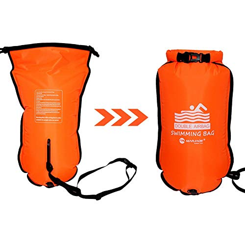 Doble flotante Airbags Swim Buoy Safety Tow Float, adultos inflables Snorkeling Airbags, Swim Boya para buceo Natación Seguridad Anti-ronquidos Almacenamiento Desgarro Nylon PVC Engrosado Desgaste