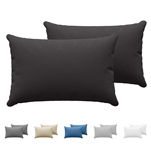 Dreamzie Juego de 2 x Fundas de Almohada 50x70 cm Negro 100% Algodon Jersey - Funda de Almohada Algodon 50x70 - Funda Cojin para Cama 50x70 - Protector de Almohada