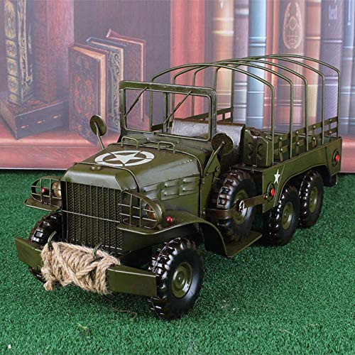 DSENIW QIDOFAN Crafts Retro for Hacer el Viejo Estadounidense de Mano de Hierro blindado Camiones Militares Classic Cars Modelo Modelo Militar Adornos L Verde 50X19X23cm Elegante y Hermosa