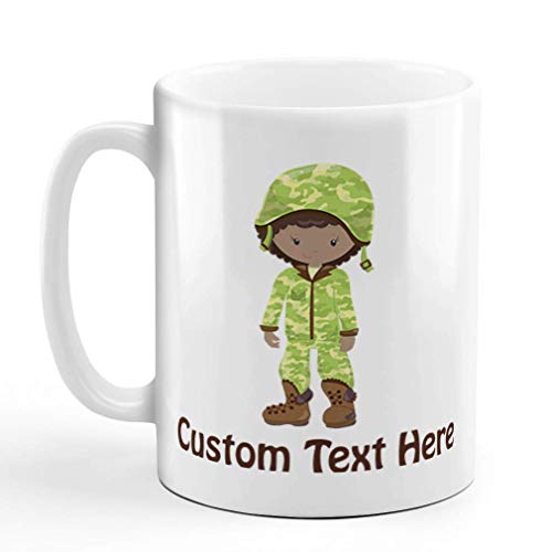 Eastlif aza de café de cerámica Personalizada Soldado Chica B Vacaciones y Ocasiones Día de los caídos Taza de té Blanco Texto Personalizado aquí