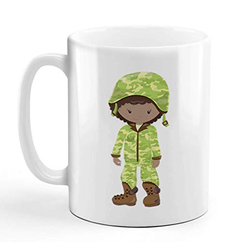 Eastlif aza de café de cerámica Soldado Chica B Días Festivos y Ocasiones Día de los caídos Solo diseño de Taza de té Blanco