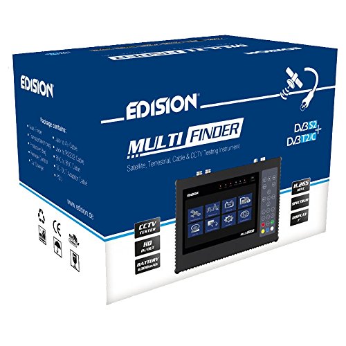 EDISION Multifinder 07-01-0101 - Medidor de señal de satélite DVB-S/S2 terrestre DVB-T/T2 DVB-C (señal H.265/HEVC y CCTV)