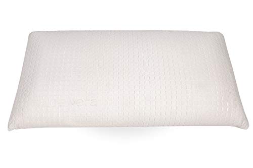 elalmacendelcolchon Almohada viscoelastica, Modelo Aloe Vera con Hilo Plata y Doble Funda, 135 x 34 x 12 cm, Máxima Adaptabilidad - Todas Las Medidas, Blanco y Beis