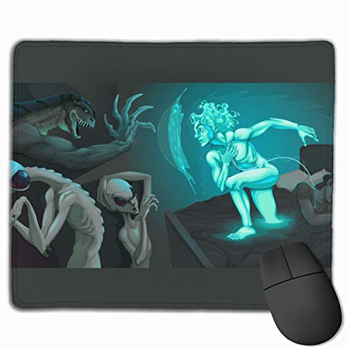 Emonye Fighting Scene Between My Astral Body and Aliens Vector Image DurableStitched Edges MousepadNon-Slip Rubber BaseProfessional Gaming Mouse Pad30Cm*25Cm*0.3Cnm