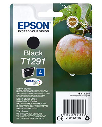 Epson Cartucho T1291 - Cartucho de Tinta, Negro Válido para los Modelos Epson Workforce, Epson Stylus, Epson Stylus Office y Otros, Ya Disponible en Amazon Dash Replenishment, Normal