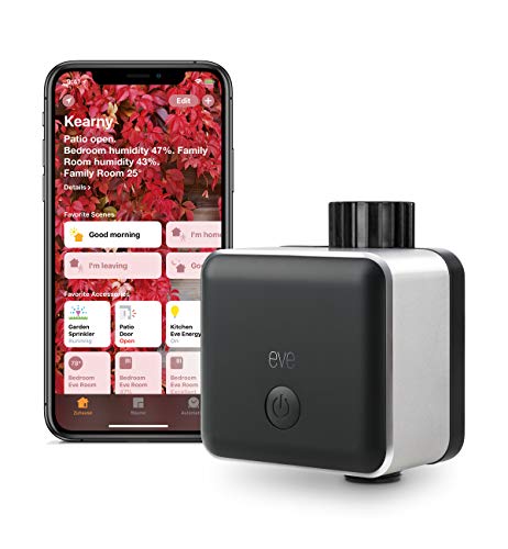 Eve Aqua Controlador inteligente de riego para la app Home de Apple y Siri, riega automáticamente con horarios programados, fácil de usar, acceso remoto, no requiere pasarela, Bluetooth, HomeKit