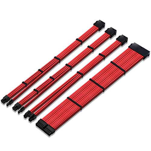 EZDIY-FAB 24 Pins / 8 Pins (4 + 4) M/B, 8 Pins (6 + 2) Kit de Cables de extensión PCI-E Longitud de 500 mm-Rojo