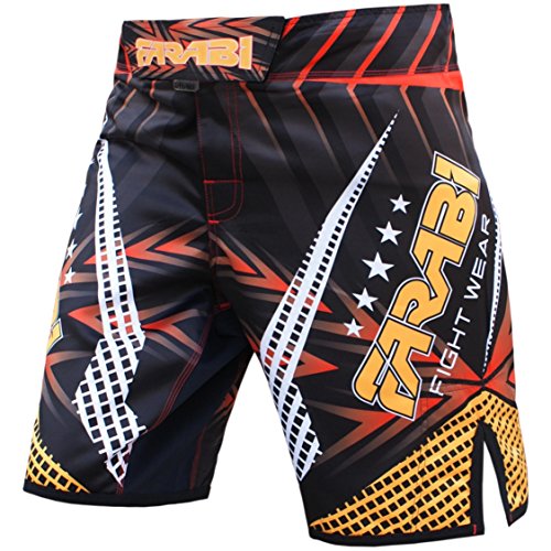 Farabi Sports MMA Shorts Compitiion Training Cage Fight Kick Boxing Muay Thai Pant, Size Guideline in Pictures Area (X-Large)