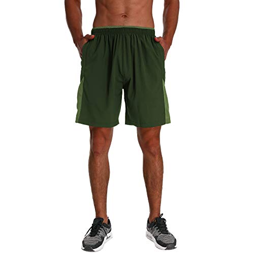 FEDTOSING Pantalones de deporte para hombre, pantalones cortos de secado rápido, pantalones de natación ligeros, bolsillos con cremallera, L hasta 3XL, Estilo 2 ejércitos, color verde., EU XL=US L